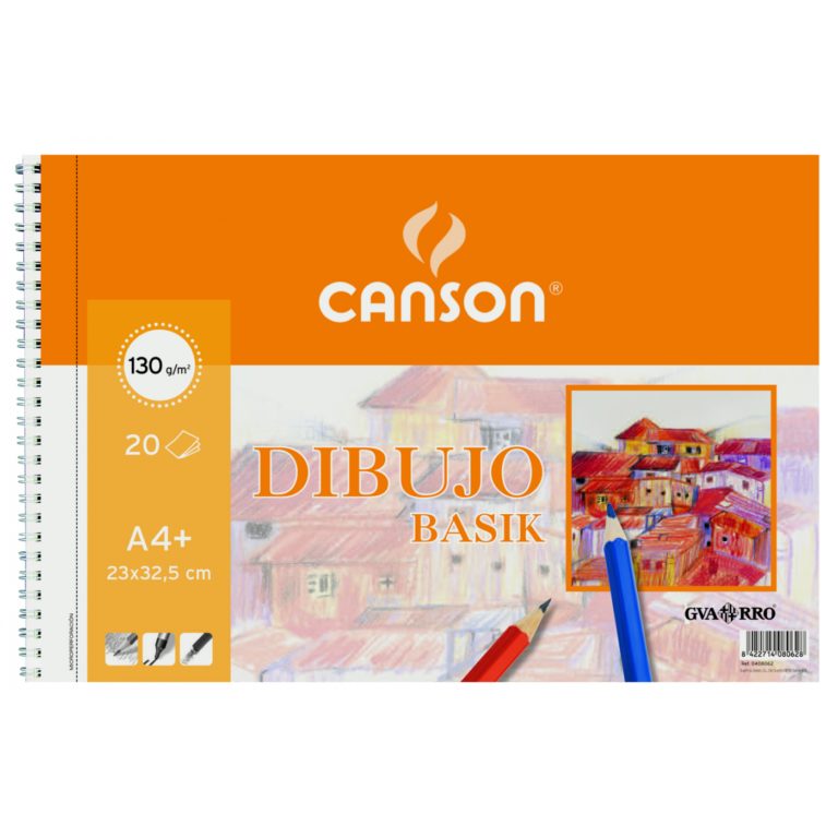 Bloc de dibujo espiral microperforado Basik A4+ liso Canson