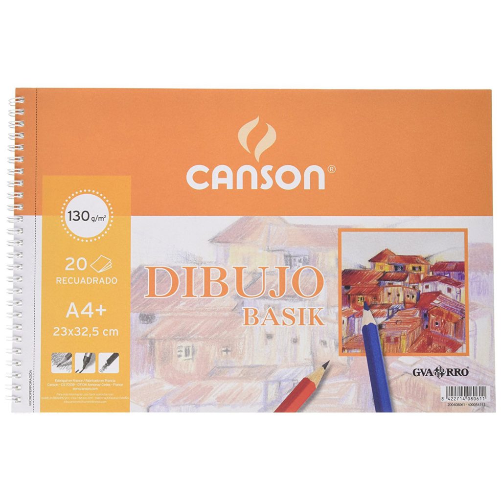 Bloc de dibujo espiral microperforado Basik A4+ con recuadro Canson
