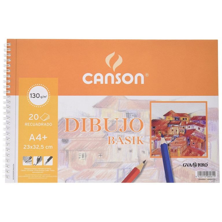 Bloc de dibujo espiral microperforado Basik A4+ con recuadro Canson