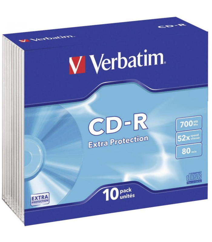 10 CD-R 700MB con caja SLIM VERBATIM