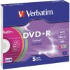 DVD+R 4.7gb con caja SLIM 5 uds. VERBATIM
