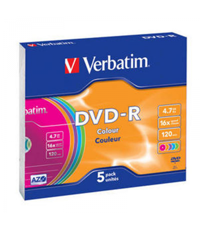 DVD-R 4.7gb con caja SLIM 5 uds. VERBATIM