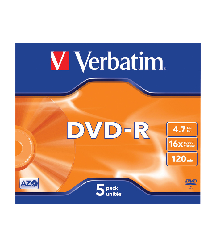 DVD-R 4.7gb con caja JEWEL 5 uds. VERBATIM