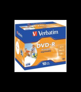 DVD-R imprimible 4.7gb con caja JEWEL 10 uds. VERBATIM