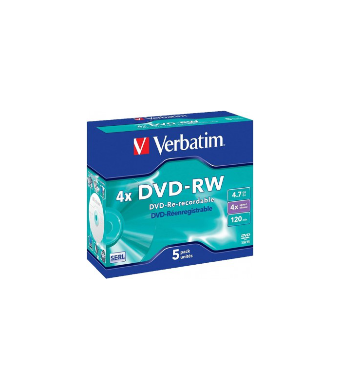 DVD-RW 4.7gb con caja JEWEL 5 uds. VERBATIM