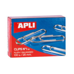 APLI - CLIPS GALVANIZADOS / PLATEADOS - N 1 - (26 mm) - Caja 100 unidades