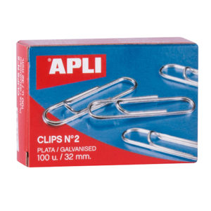 APLI - CLIPS GALVANIZADOS / PLATEADOS - N 2 - (32 mm) - Caja 100 unidades