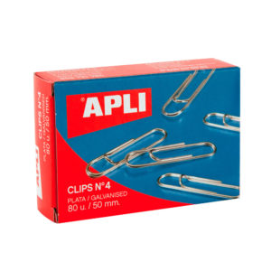 APLI - CLIPS GALVANIZADOS / PLATEADOS - N 4 - (50 mm) - Caja 80 unidades
