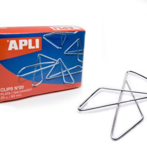 APLI - CAJA CLIPS MARIPOSA PLATEADO - N 10 - (40 mm) - Caja 50 unidades