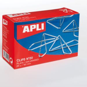 APLI - CAJA CLIPS MARIPOSA PLATEADO - N 20 - (60 mm) -  Caja 25 unidades