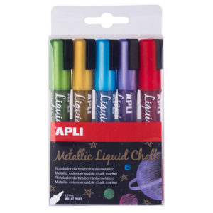 APLI - Tiza Líquida - Liquid Chalk - colores metalizados - Pack 5 colores