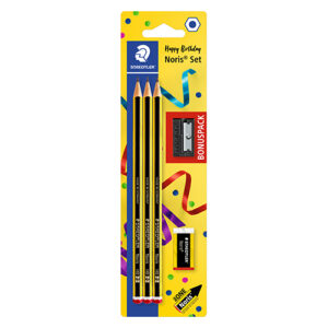 STAEDTLER - Blíster 3 lápices - 2 (HB) Noris® incluye borrador + Afilador de REGALO - ANIVERSARIO